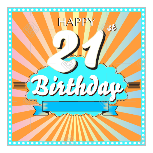 Happy Birthday 21st topper - square