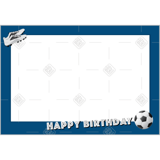 Happy Birthday Football blue frame - landscape