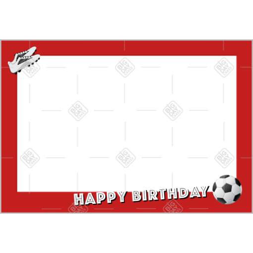 Happy Birthday Football red frame - landscape