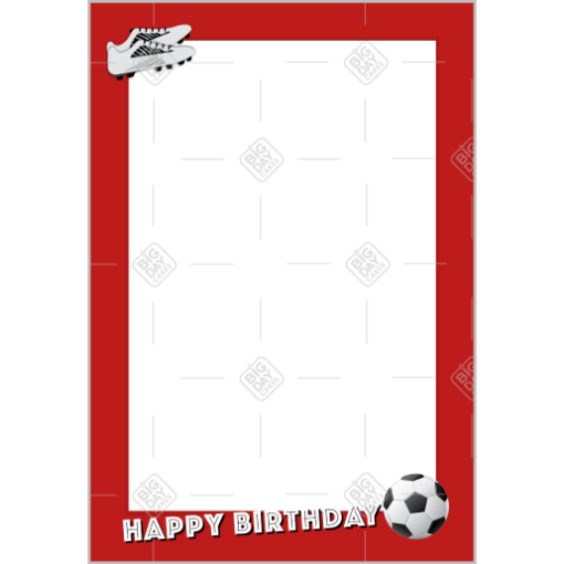 Happy Birthday Football red frame - portrait