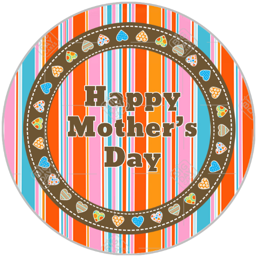 Mothers-day-birds-stripe-hearts topper - round