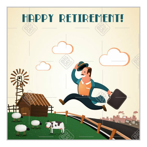 Retirement man topper - square