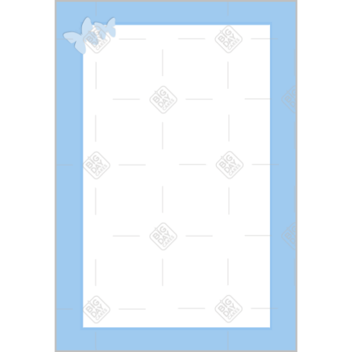 Simple blue frame with butterflies frame - portrait