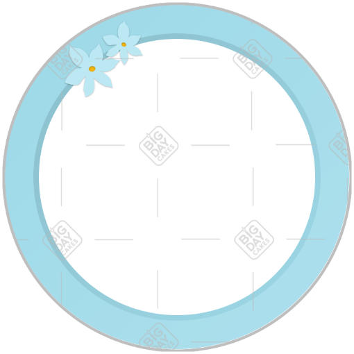 Simple light blue frame with flowers frame - round