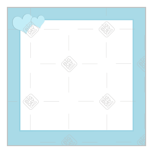 Simple blue hearts top frame - square