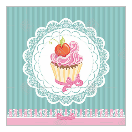 Vintage style topper - cupcake - square