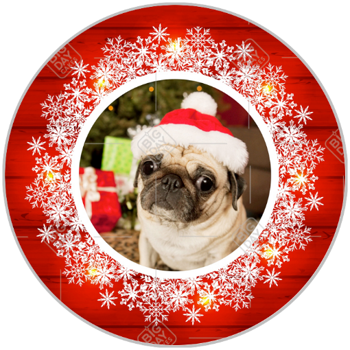 Pug in a bauble topper - round