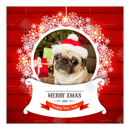 Pug in a bauble topper - square