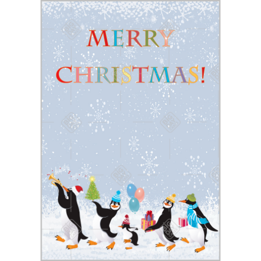 Christmas penguins topper - portrait