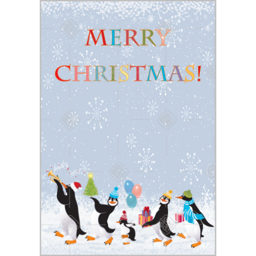 Christmas penguins topper - portrait