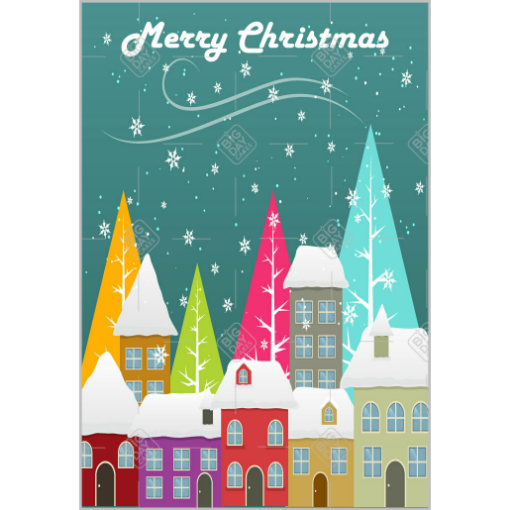 Snowy houses topper - portrait