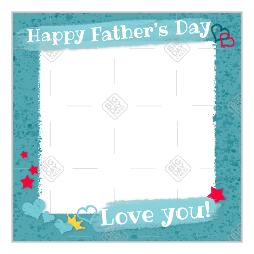 Fathers Day love you blue frame - square