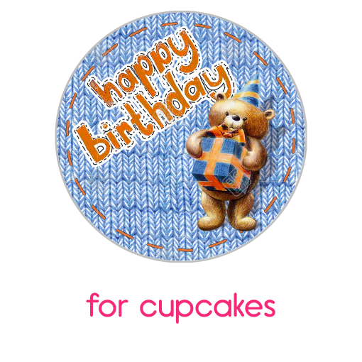 Happy Birthday cute teddy blue topper - cupcake