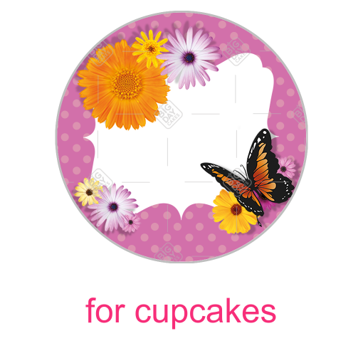 Butterflies and flowers frame - cupcake