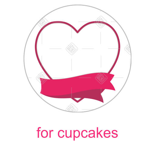 Pink heart with banner frame - cupcake
