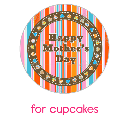 Mothers-day-birds-stripe-hearts topper - cupcakes