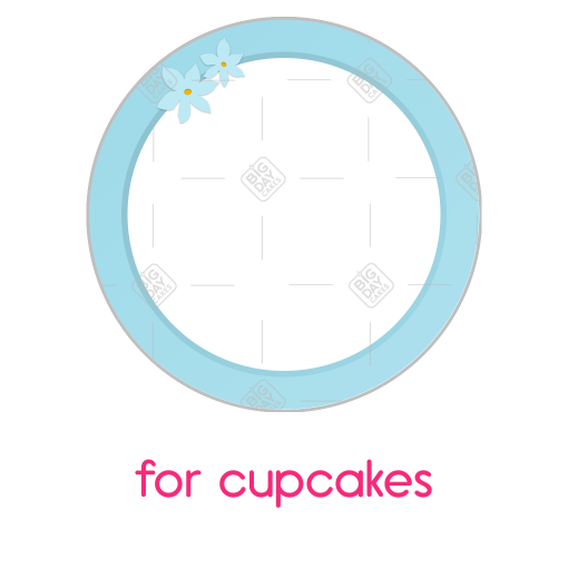 Simple light blue frame with flowers frame - cupcake