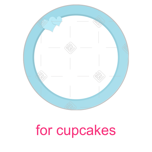 Simple blue hearts top frame - cupcake
