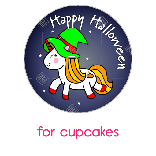 Halloween unicorn full black topper - cupcakes