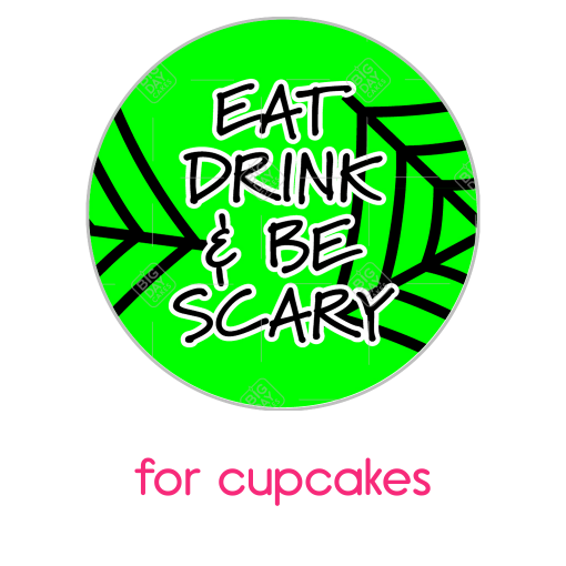 Be Scary spiderweb green topper - cupcakes