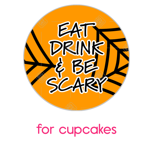 Be Scary spiderweb orange topper - cupcakes