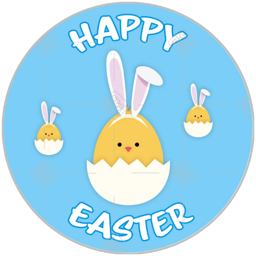 Happy Easter chick topper - round