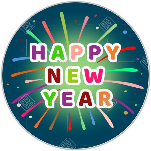 Happy New Year dark background topper - round