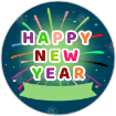 Happy New Year with ribbon topper - round