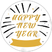 Happy New Year golden ribbon topper - round