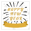 Happy New Year golden ribbon topper - square
