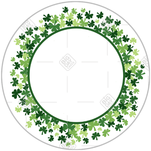 Shamrocks on white frame - round