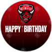 Salford Red Devils fade Happy Birthday cake topper - round