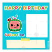 CoComelon Happy Birthday - turquoise frame - square