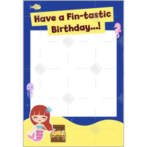 Mermaid-Birthday frame - portrait
