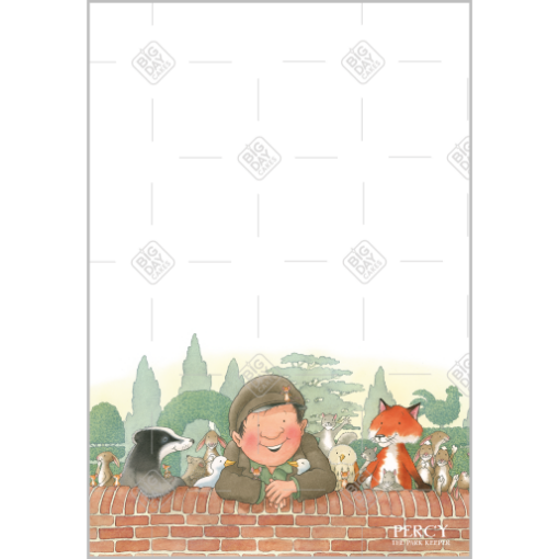 Percy and animals on the wall topper - portrait