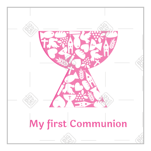 First Communion Chalice pink topper - square