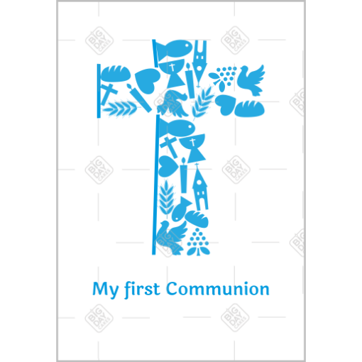 First communion - blue cross blue topper - portrait