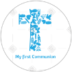 First communion - blue cross blue topper - round