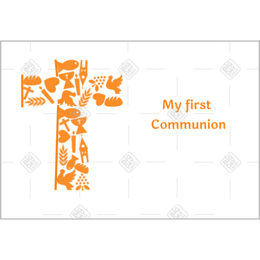 First communion orange cross topper - landscape