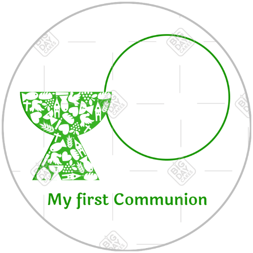 First communion - green frame with chalice frame - round