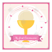Communion chalice pink spots topper - square