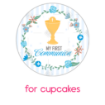 Communion Chalice Blue Stripes topper - cupcakes