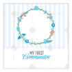 Communion stripes blue frame - square