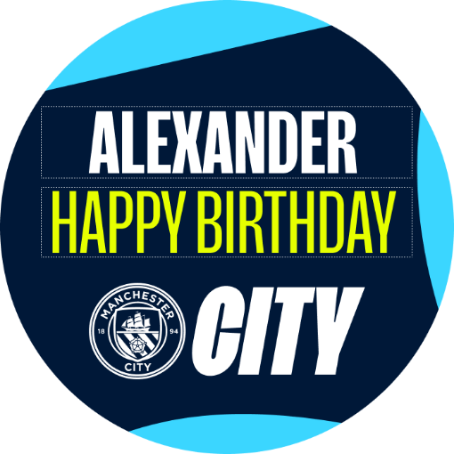 Man City Sail round cake topper sample