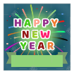 Happy New Year with ribbon topper - square