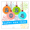 Happy New Year-baubles topper - square
