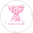 First Communion Chalice pink topper - round