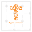 First communion orange cross topper - square