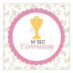 Communion flowers pink design topper - square