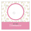 Communion flowers pink frame - square